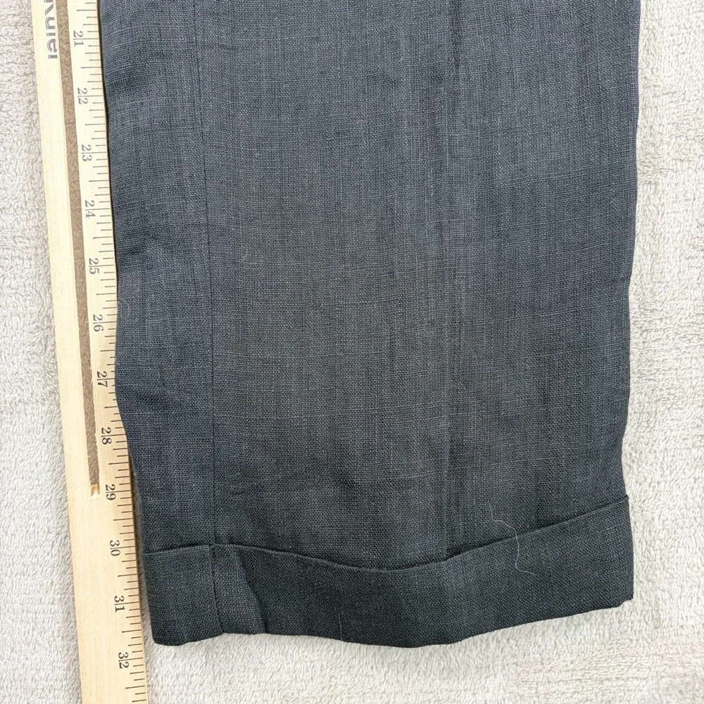 Vintage Polo Ralph Lauren Cuffed Pleated Trouser Pants Black 100% Linen 36x32
